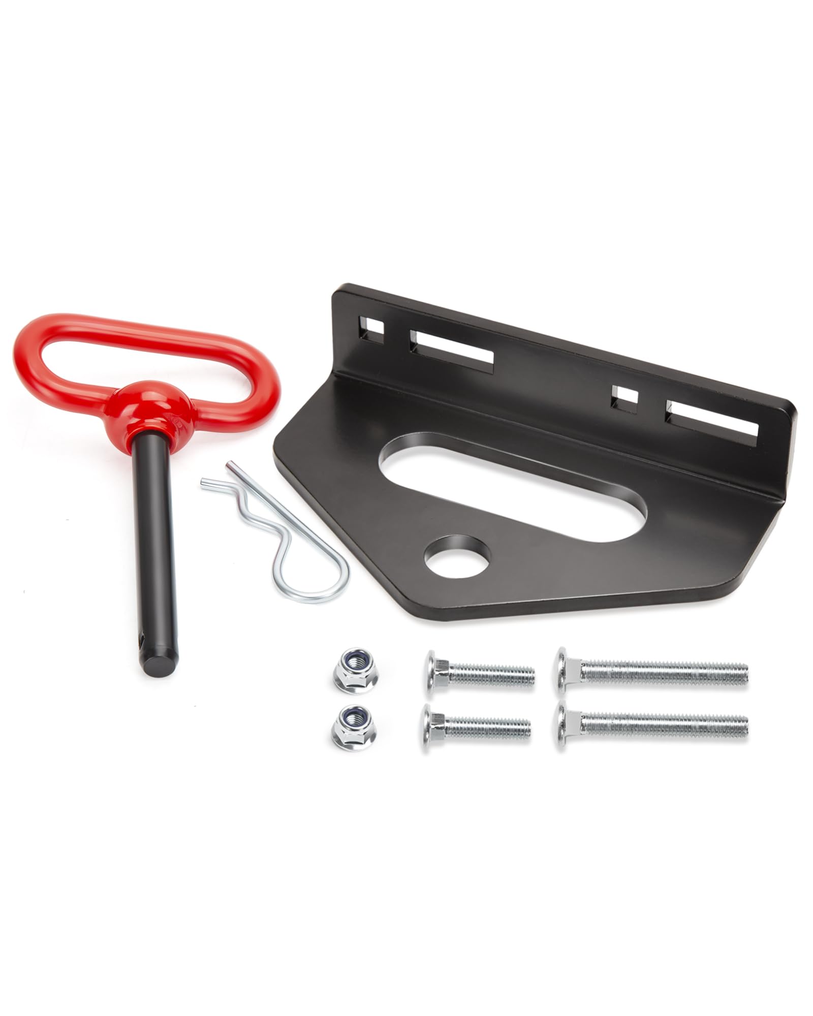 Enganche y pasador de enganche para remolque de cortacésped de giro cero, 1/4 pulgadas de grosor, kit de enganche universal de acero resistente con pin, ranura de cadena versátil, enganche de remolque