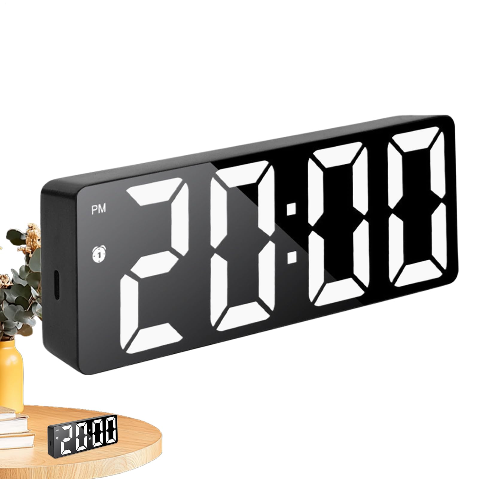 Reloj despertador luminoso silencioso con termómetro digital para dormitorio