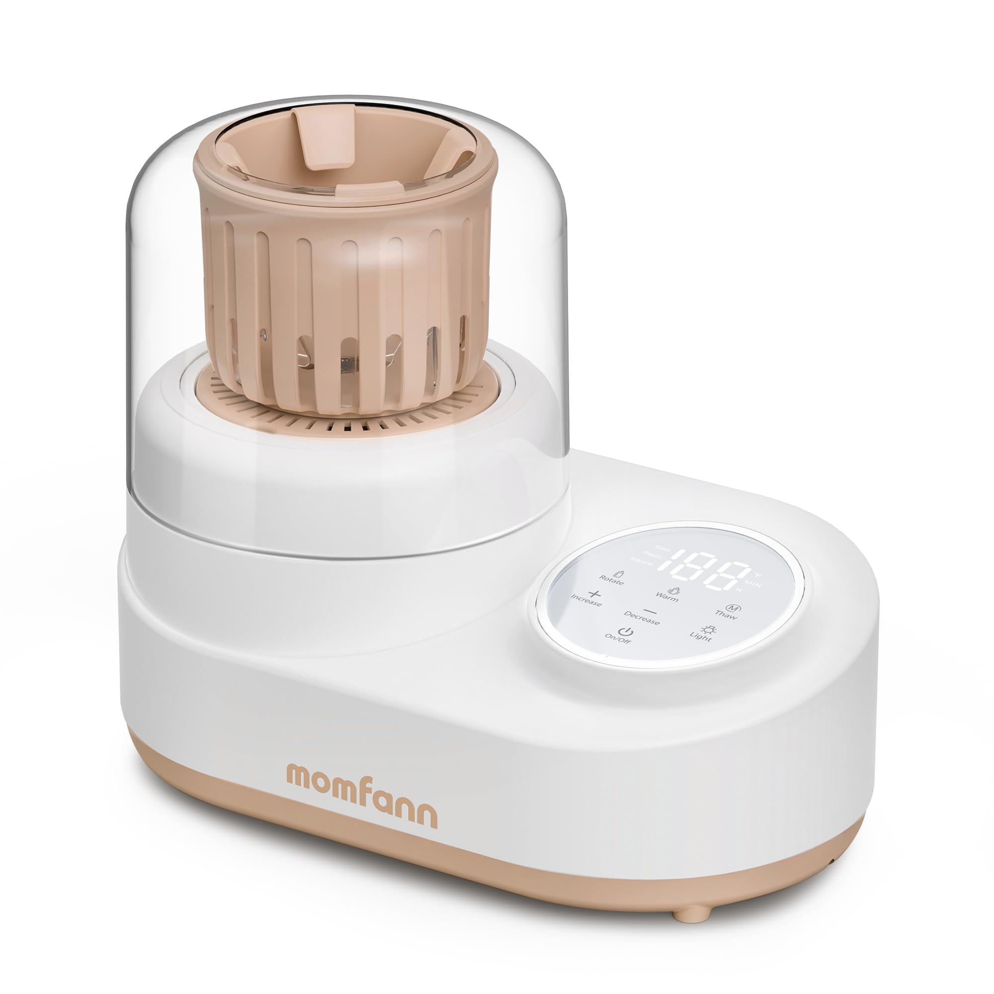 Waterless Bottle Warmer with Shake Function, Surrounding Hot Air Heating Breastmilk Evenly to Ideal Temp, Brown