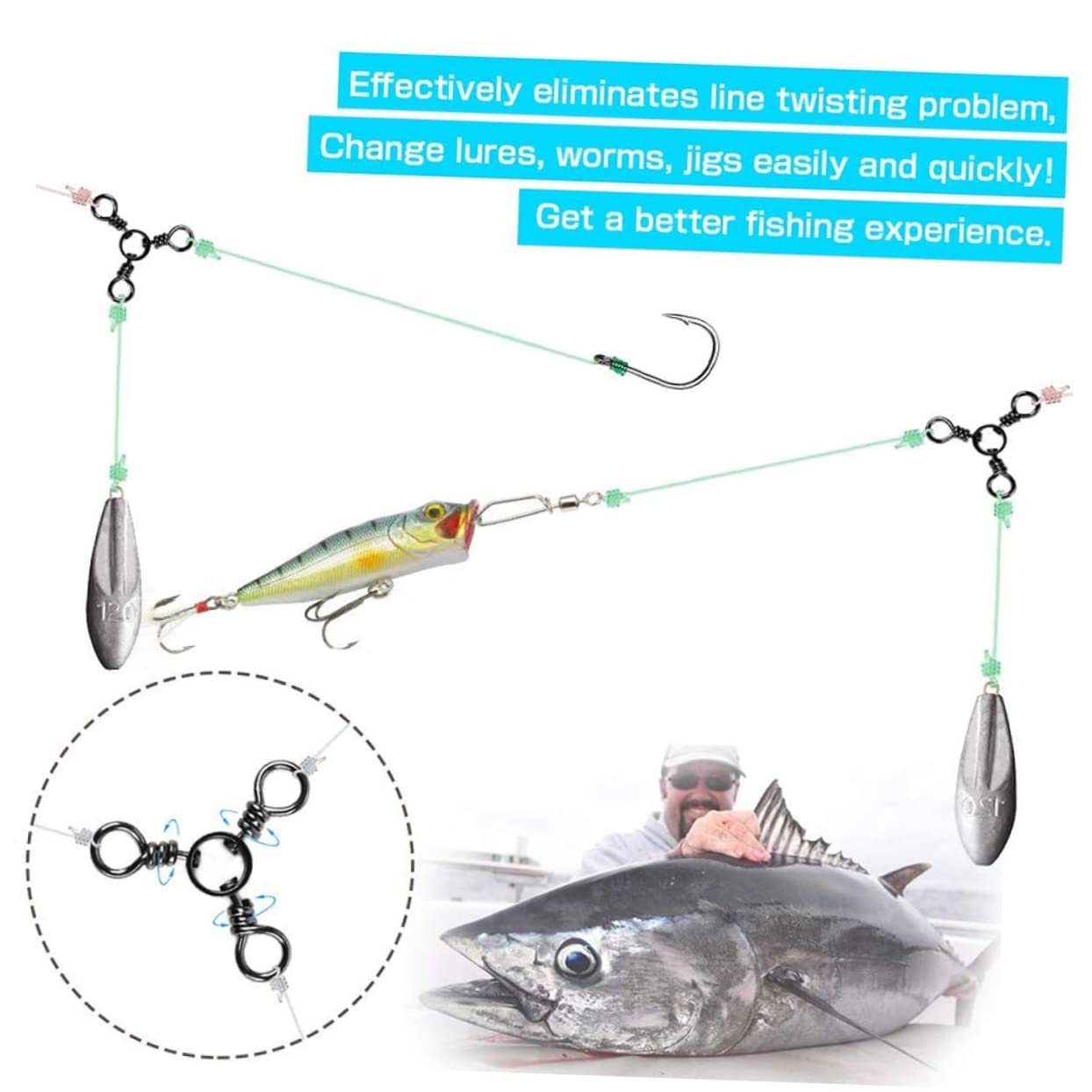 Kisangel 250stücke Angeln Dreifachwirbel Edelstahl Angelwirbel Verbindungsstücke Praktisches Zubehör Für Angler Hochwertige Und Langlebige Angelgeräte