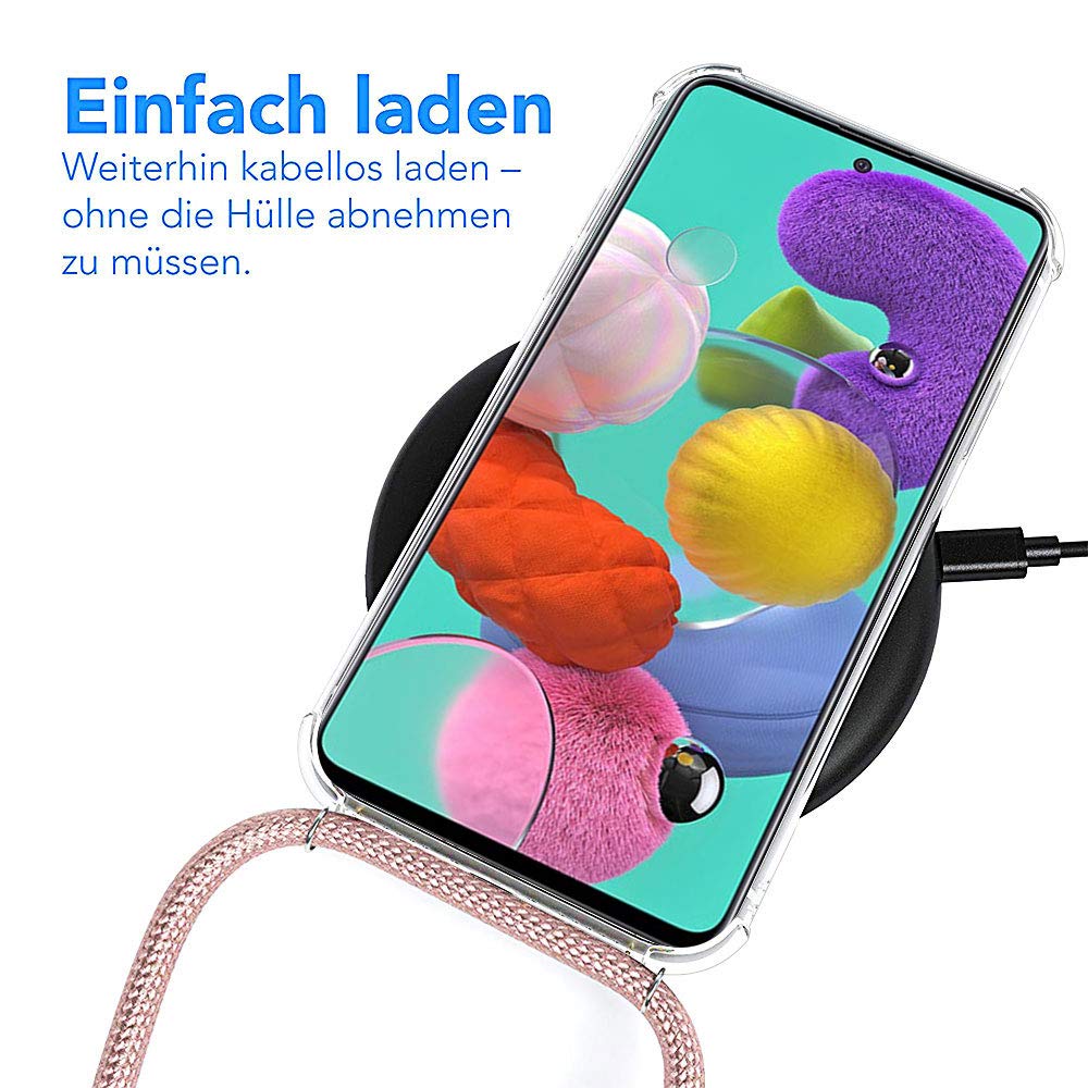 SIMao Funda Con Cuerda Para Huawei Y5P Funda Con Cadena Para Teléfono Móvil Con Correa Ajustable Transparente TPU Silicona Carcasa Con Collar De Cordón Funda Con Cordón De Colgar,Negro