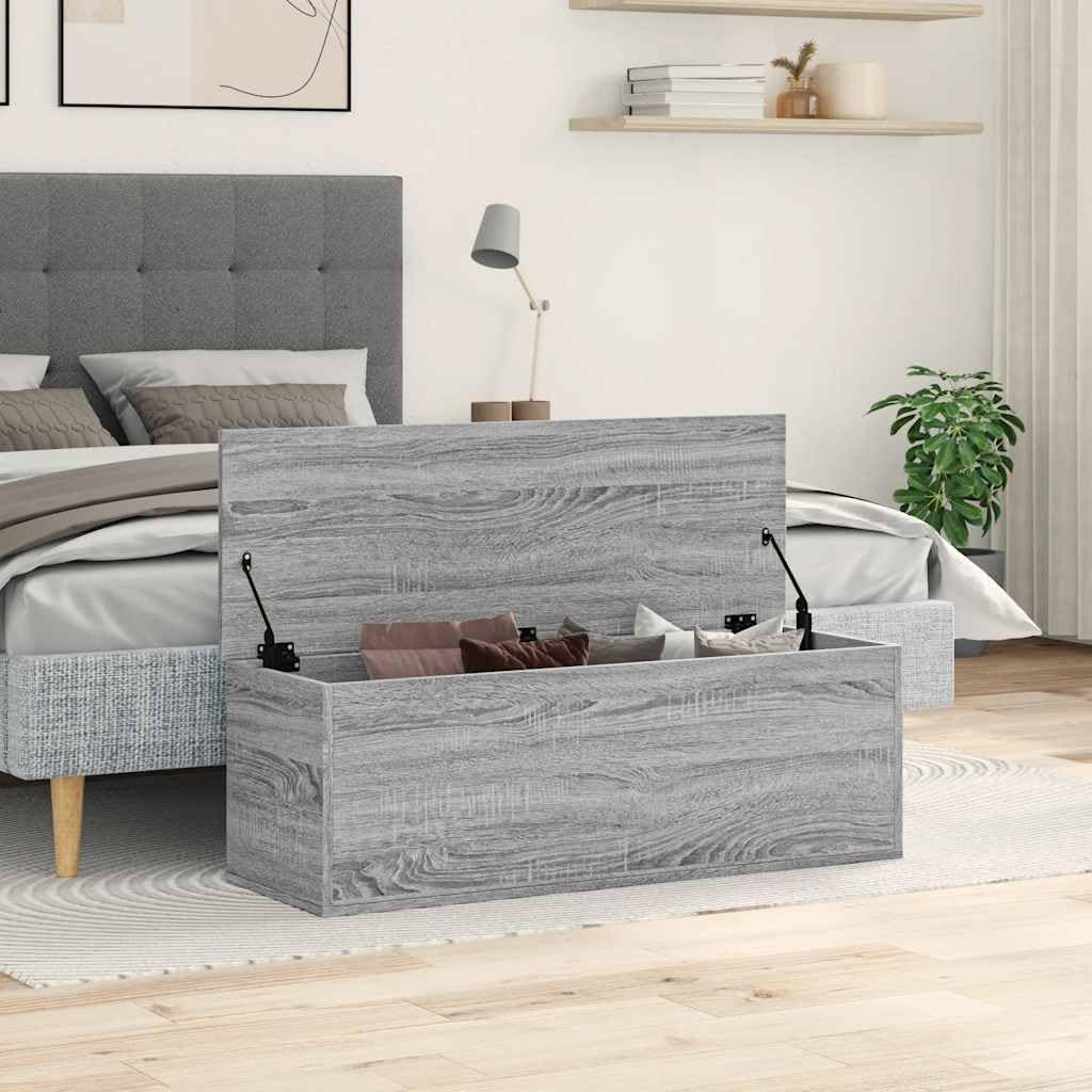 Caja de almacenamiento gris Sonoma 102 x 35 x 35 cm, material de madera, organizador de almacenamiento para estantería, ropa, armario