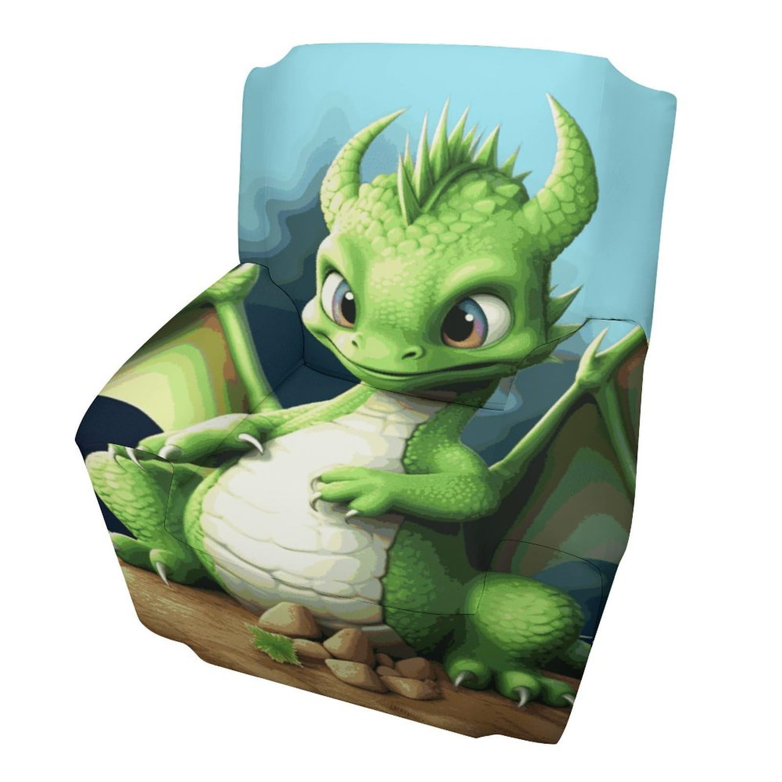 Fodpand Style Dragon Cute Sofa Cover Soft 1 Seater Sofa Slipcover For Pets Washable,Couch Cover With Elastic Straps Furniture Protector