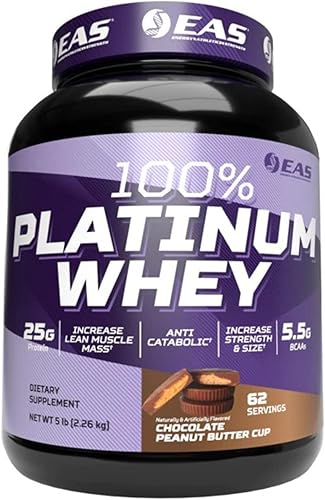 Miniatura 8 de EAS 100 proteína de suero de platino  3 proteínas de suero ultra platino  Aumenta el tamaño y la fuerza  088oz de proteína 019oz de BCAA  2 libras