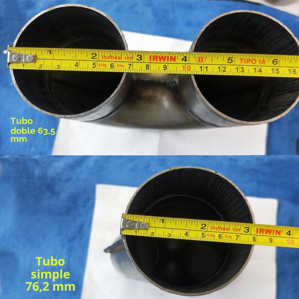 RCCT Tubo de entrada 76mm de escape Y doble salida 63mm – Tubo Y universal de escape pieza de soldadura, acero inoxidable 409 Exhaust Y Pipe