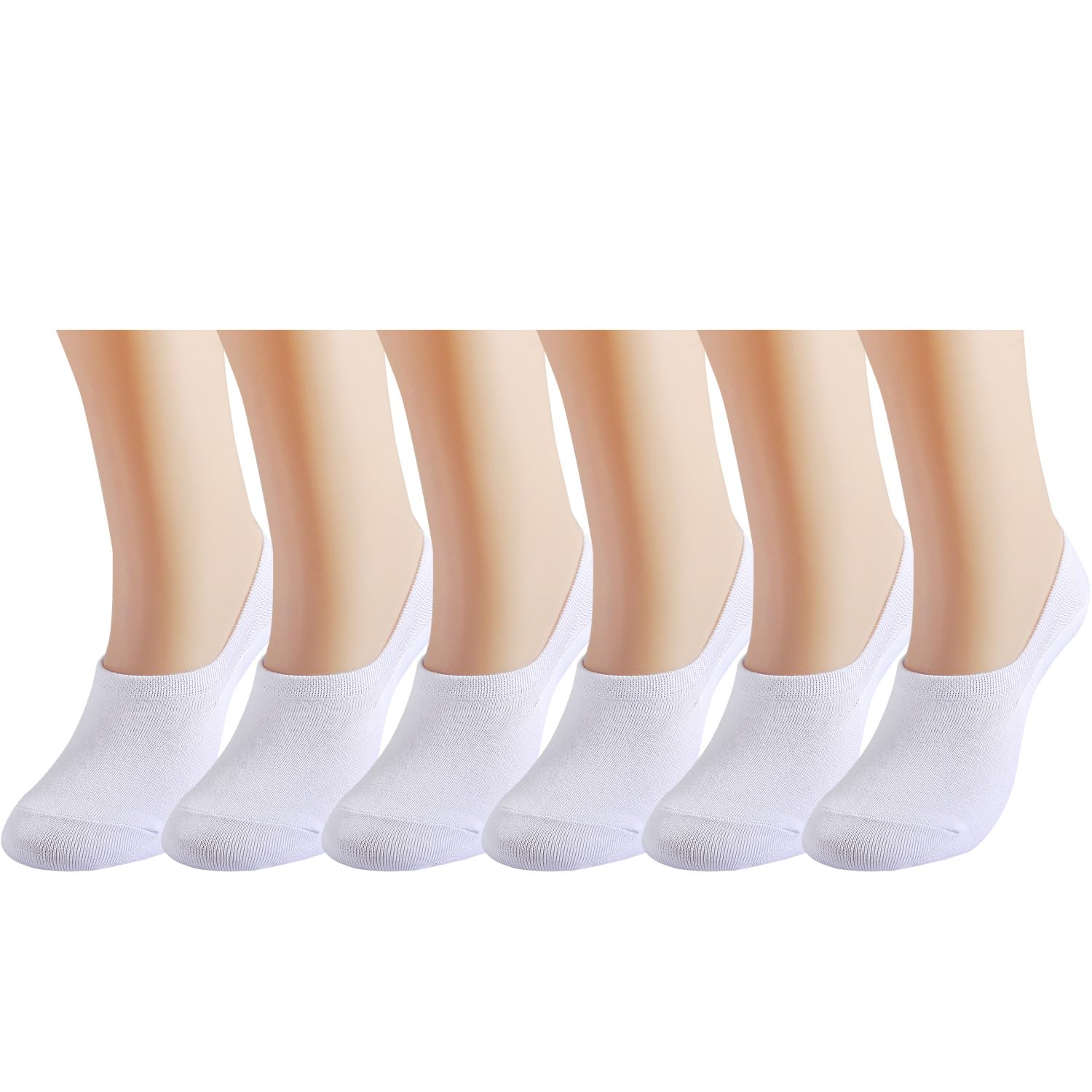 EPEIUS Womens No Show Socks Non Slip Thin Seamless White Nude Invisible Socks Footies Low Cut Liner 3/6 Pairs