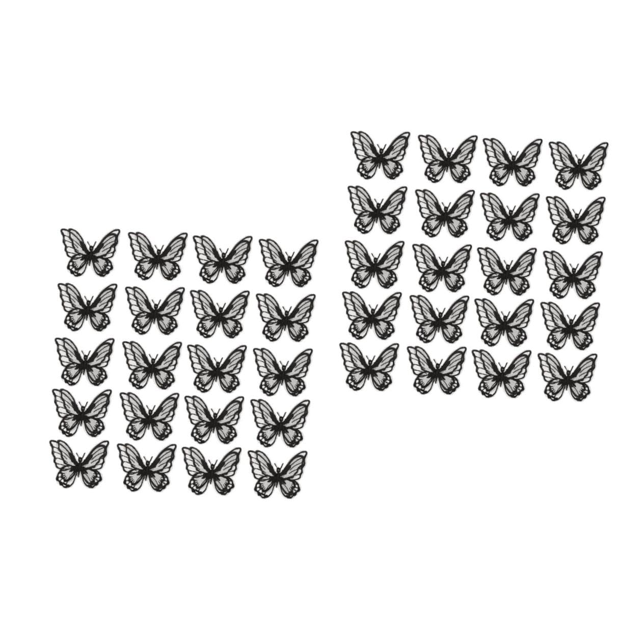 HOMSFOU 2 Sätze Teiliges Bestickte Applikationen Schwarzem Organza Doppellagige Patches Für Diy Dekoration Und Reparatur Von Kleidung Taschen Und Mehr 20 Stück * 2