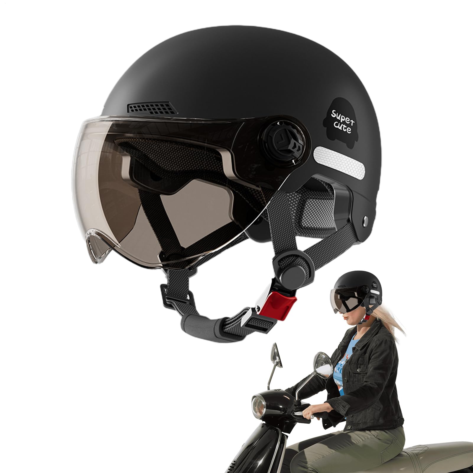 Casco di sicurezza per moto, multi-sport, con visiera parasole, cruiser e scooter, per uomini e donne, leggero, protettivo da strada, 45,7 – 64 cm