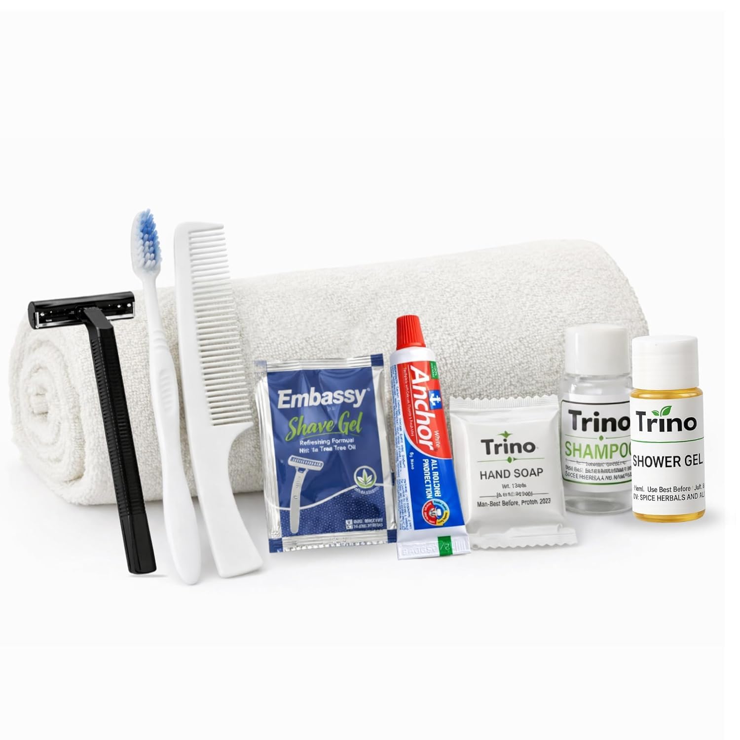 Trino Guest Room Hotel Amenities Kit Set of 50 | Toothbrush, Toothpaste, Razor, Shaving Gel, Soap 15g, Shampoo & Body Wash 15ml, Comb | Ideal for Airbnb, Resorts, Hospitals & Camps (20)-image-35