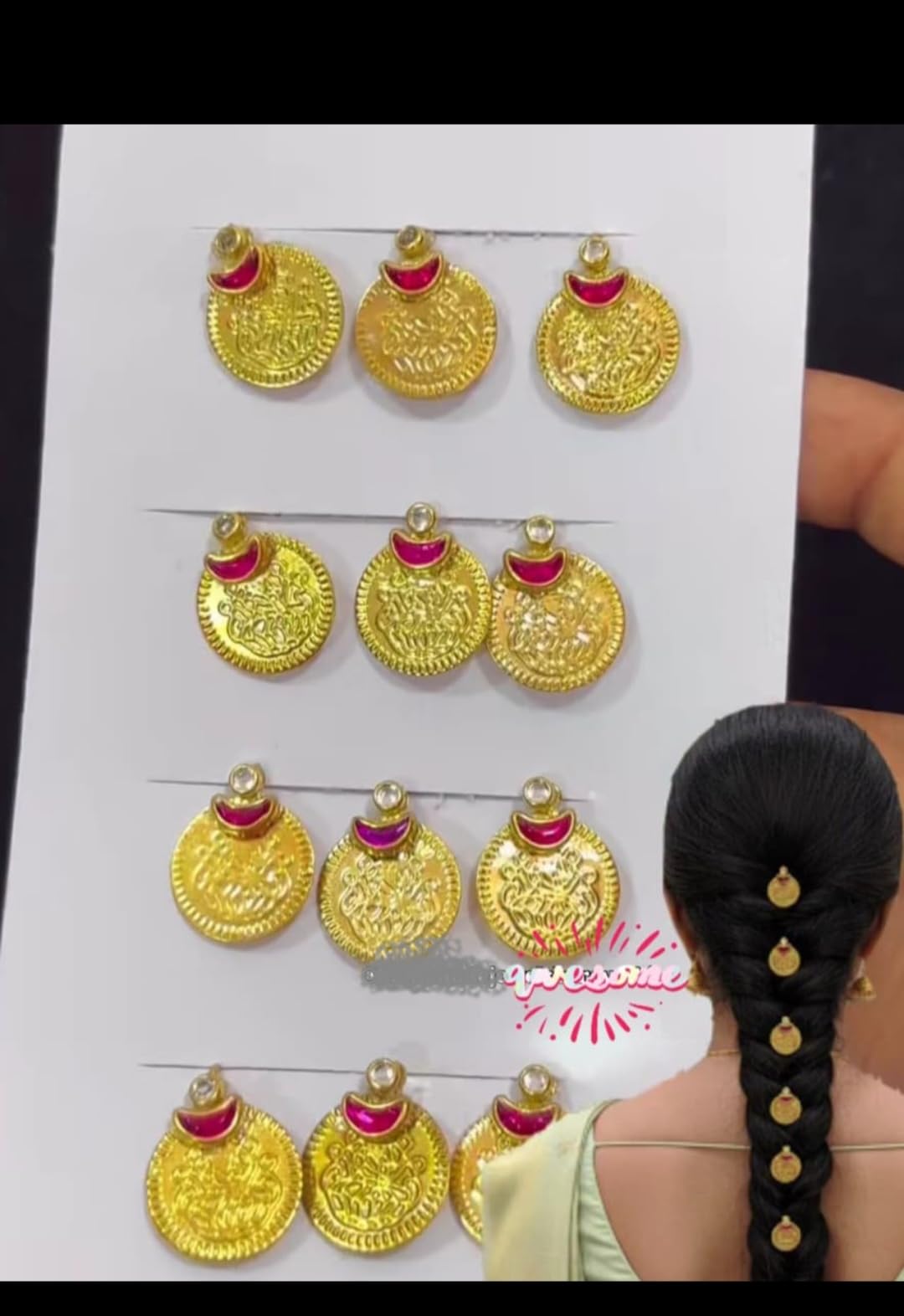 Mayank Creations Viral Laxmi Coins Hair Pins, Set of 12-image-16