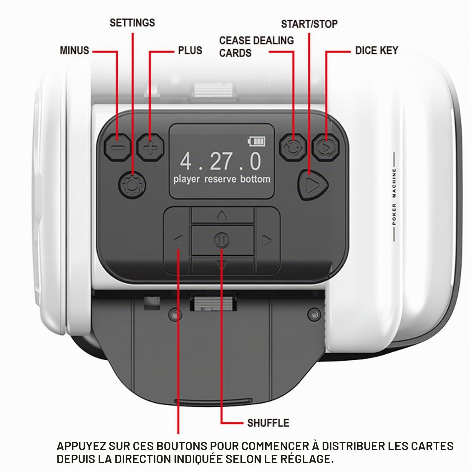 Automatique Mélangeurs de Cartes et Distributeur 2 en1 Rechargeable de Carte pour Poker,Distributeur Mélangeur de Carte Pivotant à 360° pour des Jeux tels Que UNO,Blackjack et Texas Hold'em