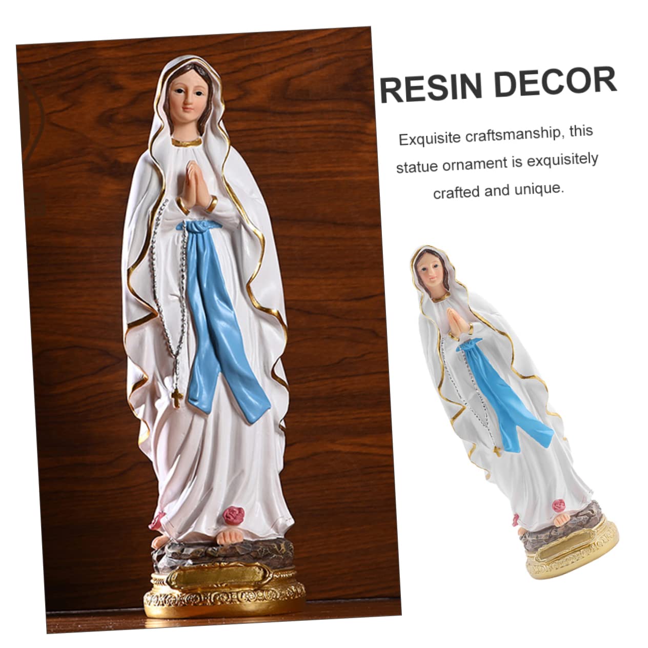 Statue religieuse vierge marie en résine laqué blanc - 96 cm Statue religieuse vierge marie en résine laqué blanc - 96 cm