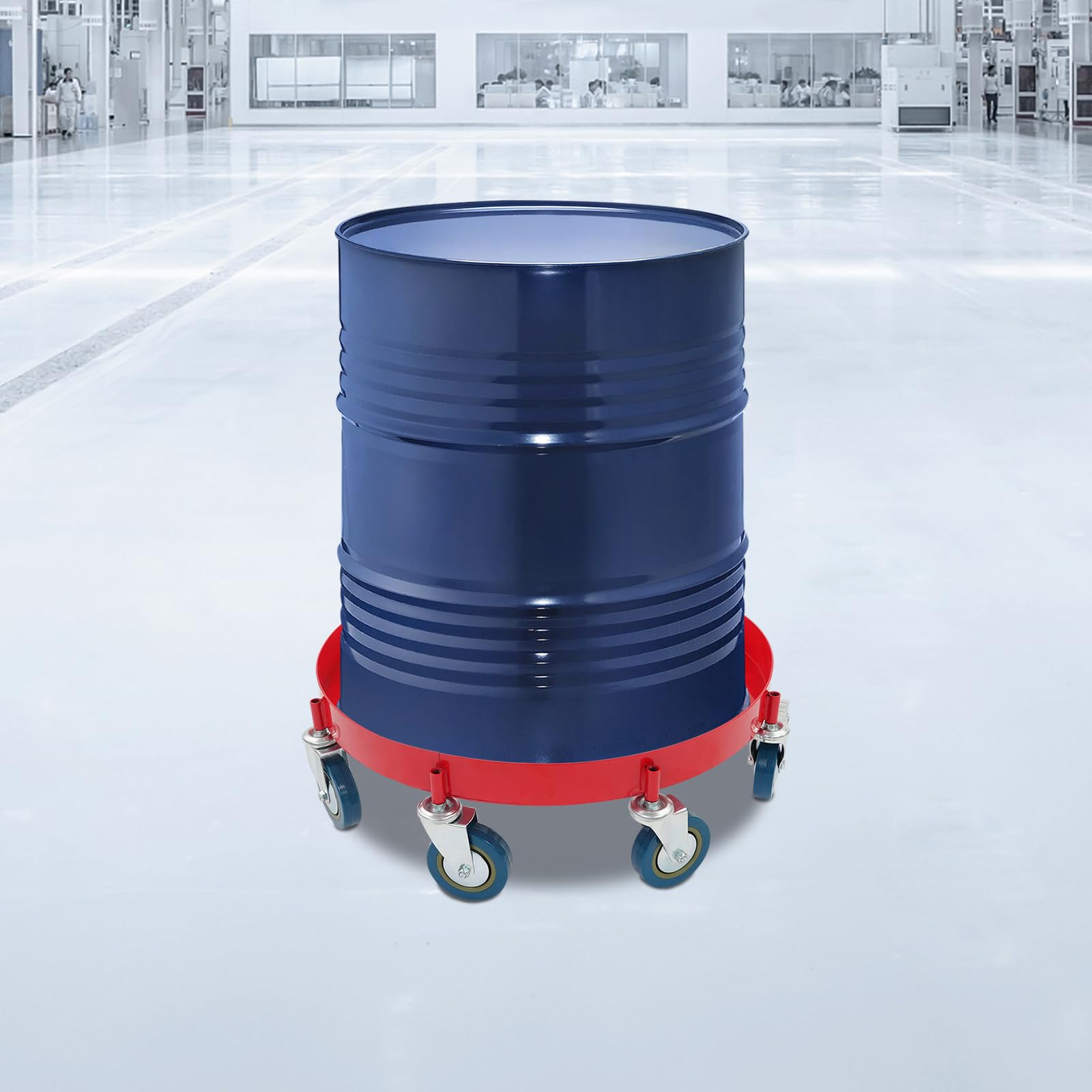 Wózek beczkowy do dużych obciążeń z uniwersalnymi kołami do 2000 lbs | 62 x 20 cm perkusja Dolly wózek na olej z 8 uniwersalnymi kółkami (2 z hamulcami), czerwony, do domu, sklepu, garażu