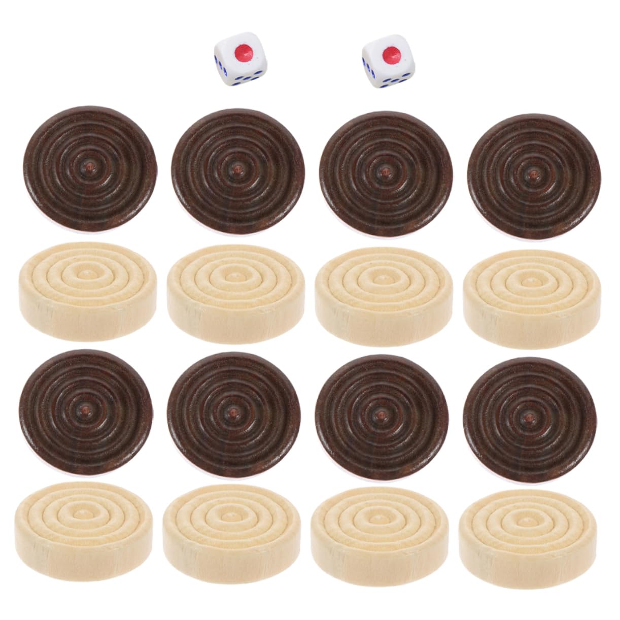 Toddmomy Travel Set Wooden Chess Pieces Round Checkers Wooden Game Pieces Educational Toy 26pcs Game Accessories Set