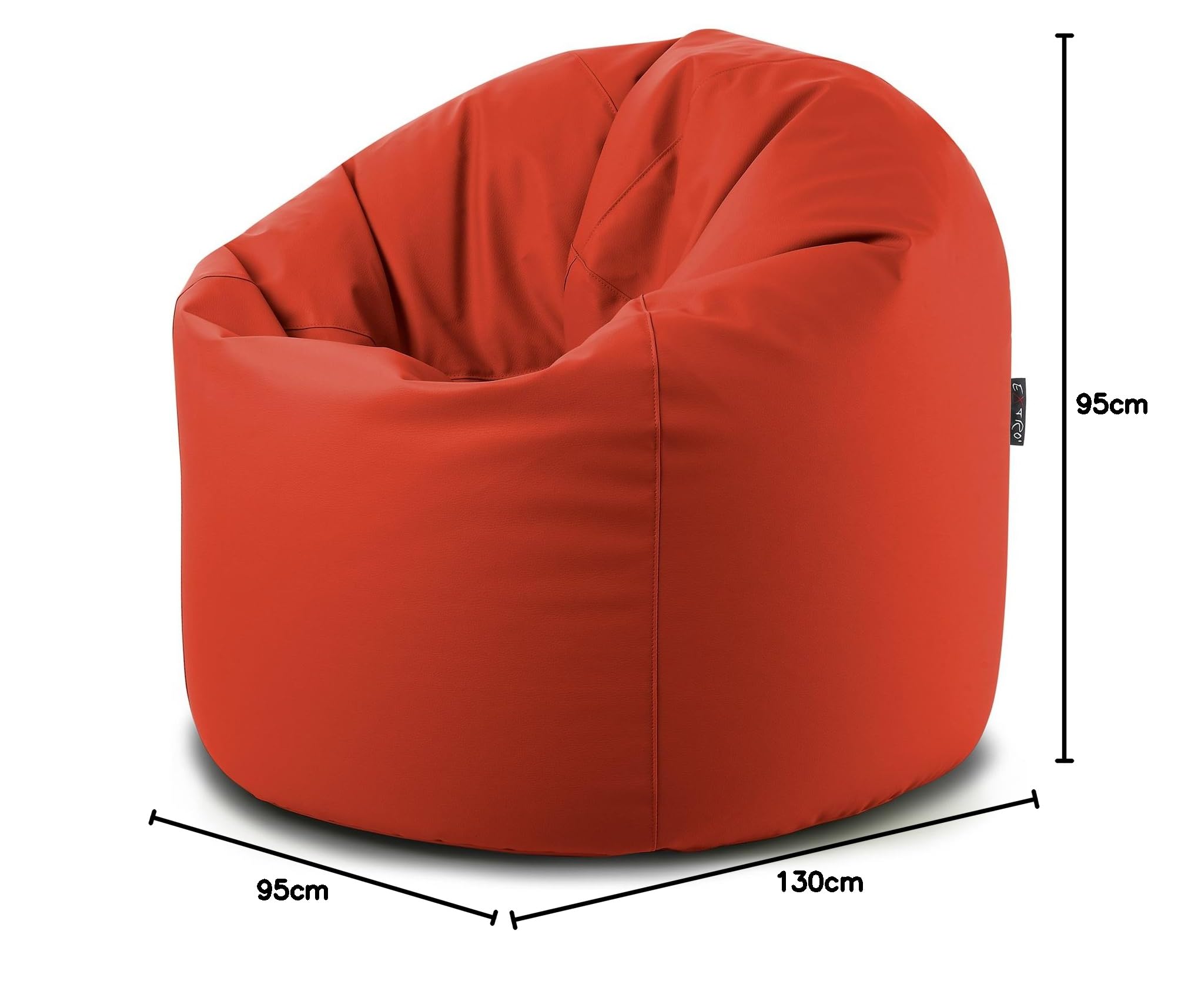 PUFF SACCO XXL POLTRONA ECOPELLE ROSSO MIS.95XH.130 CM INTERNO IN POLISTIROLO MORBIDO E SFODERABILE CON LAMPO DISPONIBILE IN 10 COLORI