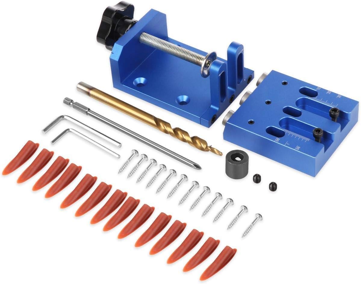 TOKTOO Pocket Hole Jig Kit with Buildin Clamp and Scale