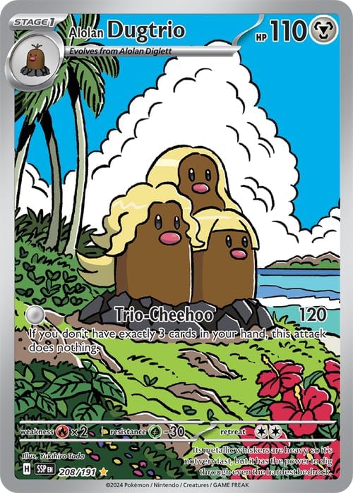 Pokemon - Alolan Dugtrio 208/191 - Surging Sparks - Illustration Rare Foil Card