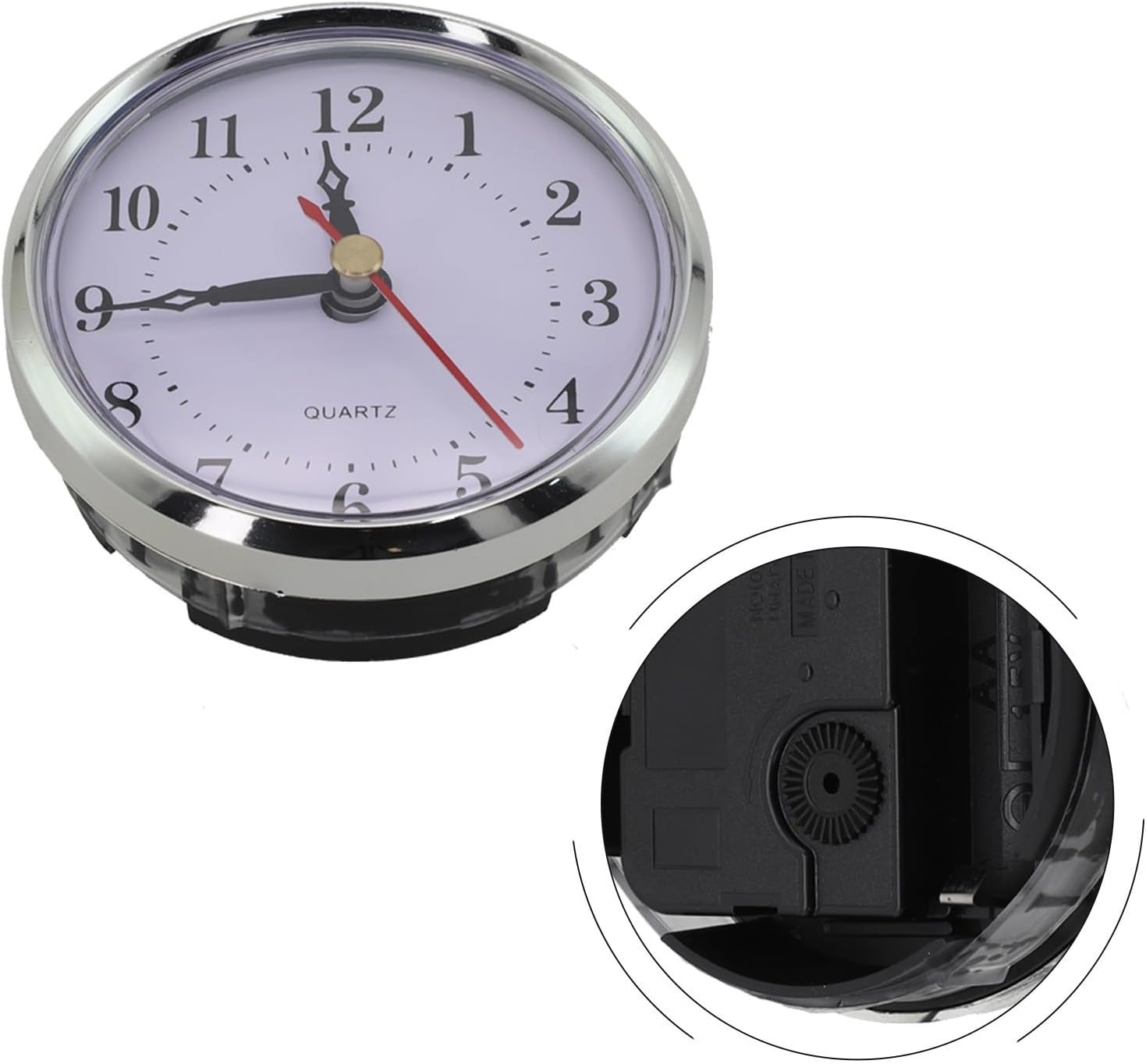 Quartz Clock Insert 80mm DIY Replacement Movement with Arabic Numerals Silver Wall Craft Repair Fits 2.8 Inch Hole Requires AA Battery(Arabic)