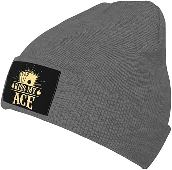 Kiss My Ace Beanie Hat Acrylic Knit Warm Winter Hats for Women Men Skull Cap