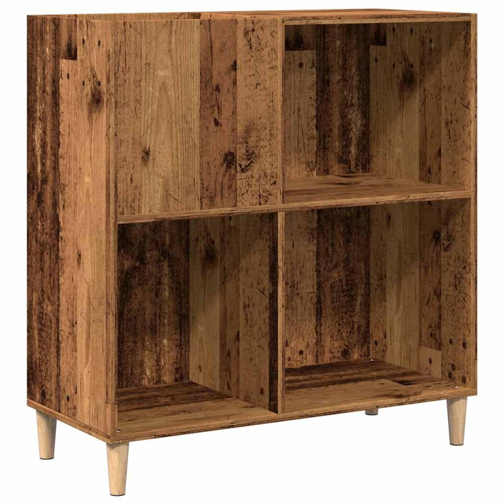 Szafka panelowa o wyglądzie starego drewna, 84,5 x 38 x 89 cm, materiał drewnopochodny, szafka winylowa na płyty gramofonowe, do przechowywania mediów, stabilna szafka dostawiana z