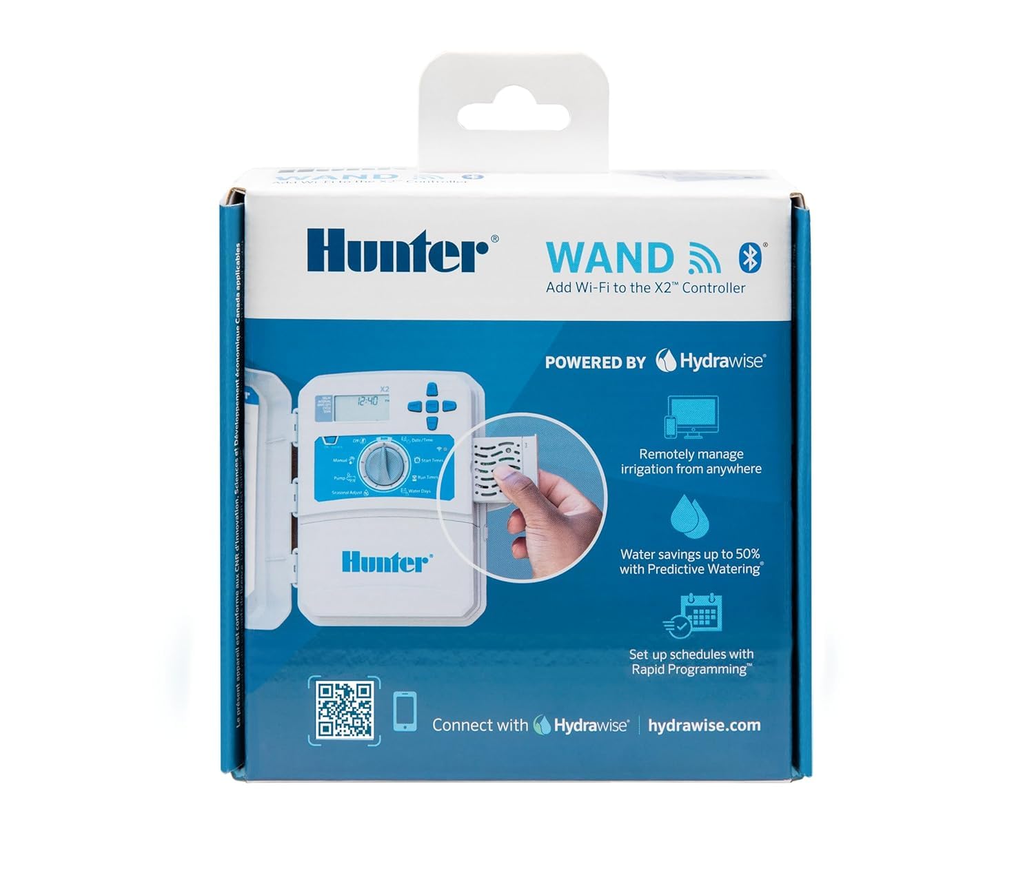 Hunter WAND Smart WiFi Modul für X2 Sprinkler Controller, Hydrawise App, Remote Scheduling, 2.4GHz WiFi Only, Support Bluetooth, Wi-Fi Direct & WPS Setup