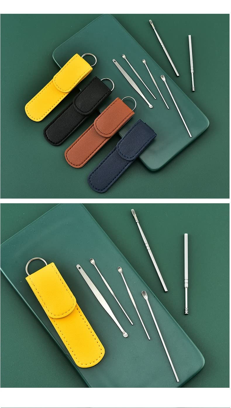 ETSAP ( PACK OF 2 ) The Force Behind Your Health Ear Cleaning Kit Steel Ear Cleaner Reusable Ear Wax Remover Tool Kit Set With Storage Pack, Ear Curette Cleaner And Spring Ear Buds Cleaner 6 Pcs Set (MULTICOLOUR)( PACK OF 2 )