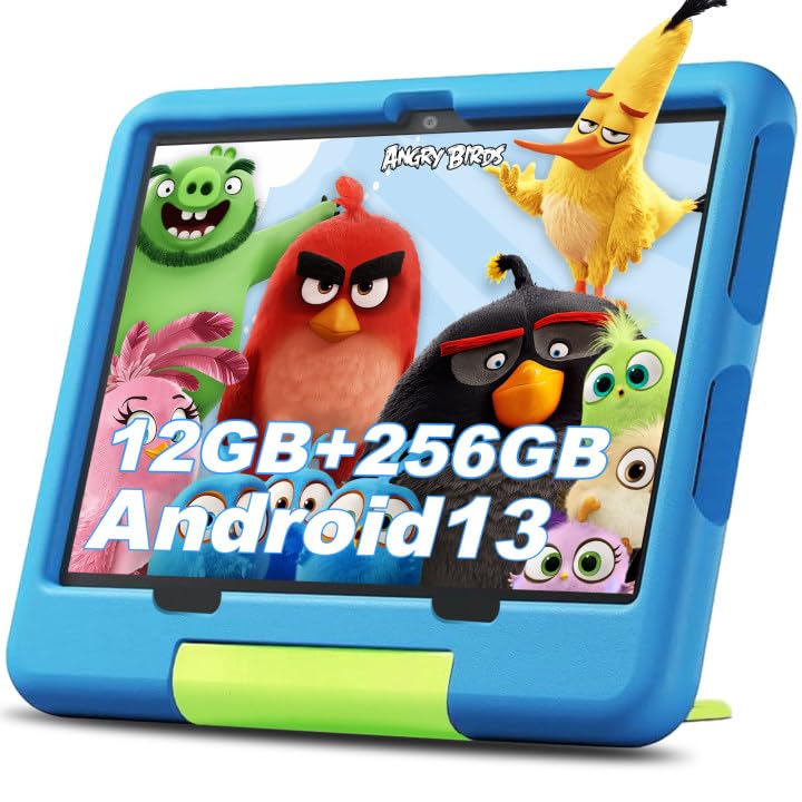 XUEMI Tablet Infantil 10 Pulgadas 12GB RAM + 256GB ROM (1TB TF) Google GMS Android 13 Tablet para niños, Control Parental,Octa-Core,6000mAh,8MP Cámara,WiFi/BT5.0,Tablet con Funda de EVA -Azul