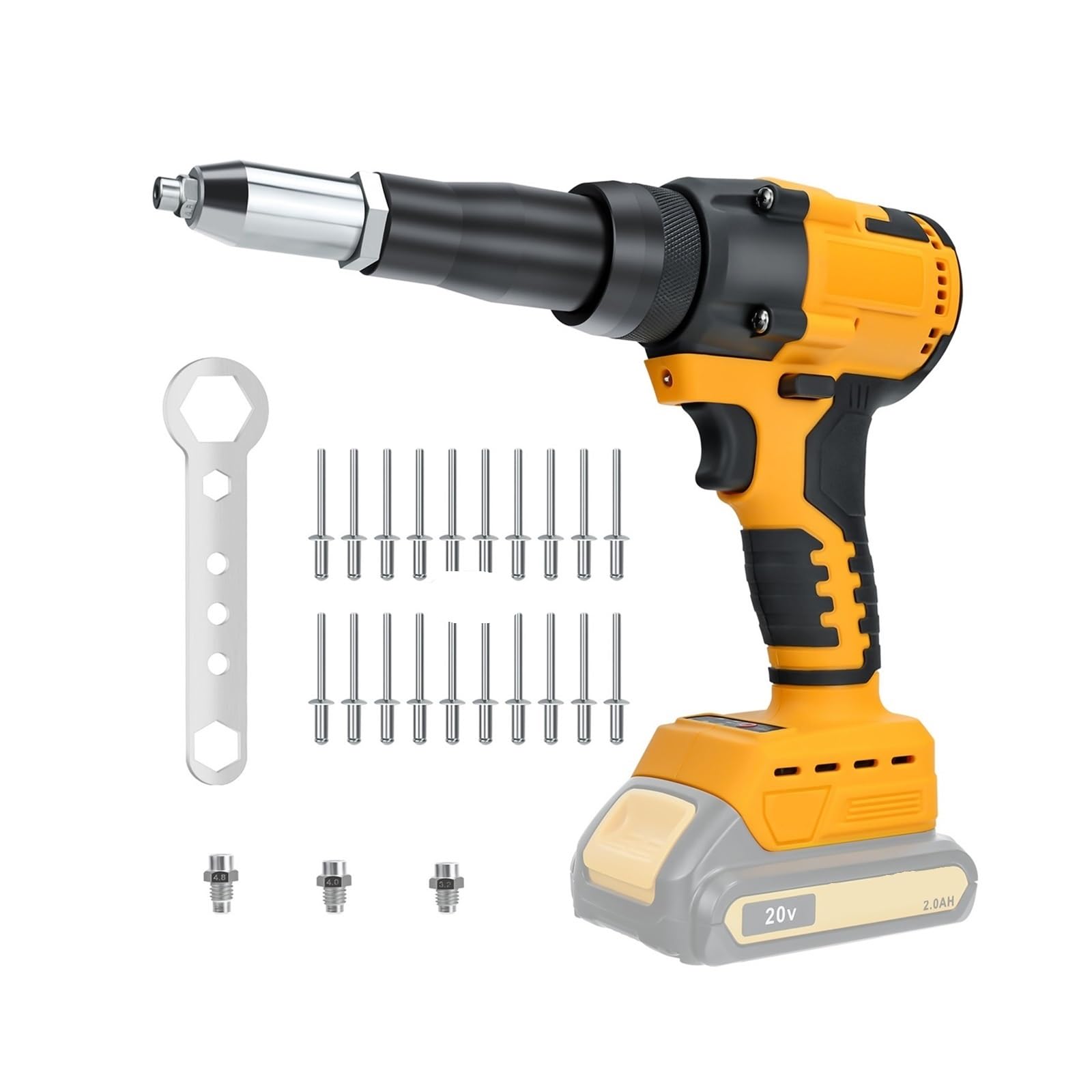 Fbftgmrmta One Color Cordless Rivet Gun 2.4-4.8Mm Brushless Rivet Nut Gun Drill Insert Electric Riveting Tool