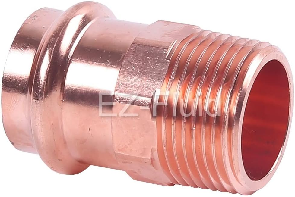 EZ-FLUID Plumbing 1-1/4" MIP x Press LF Copper Press Male Adapter Pressure Copper Fitting Male NPT x Press Pro Press Connection for Residential,Commercial. (1)