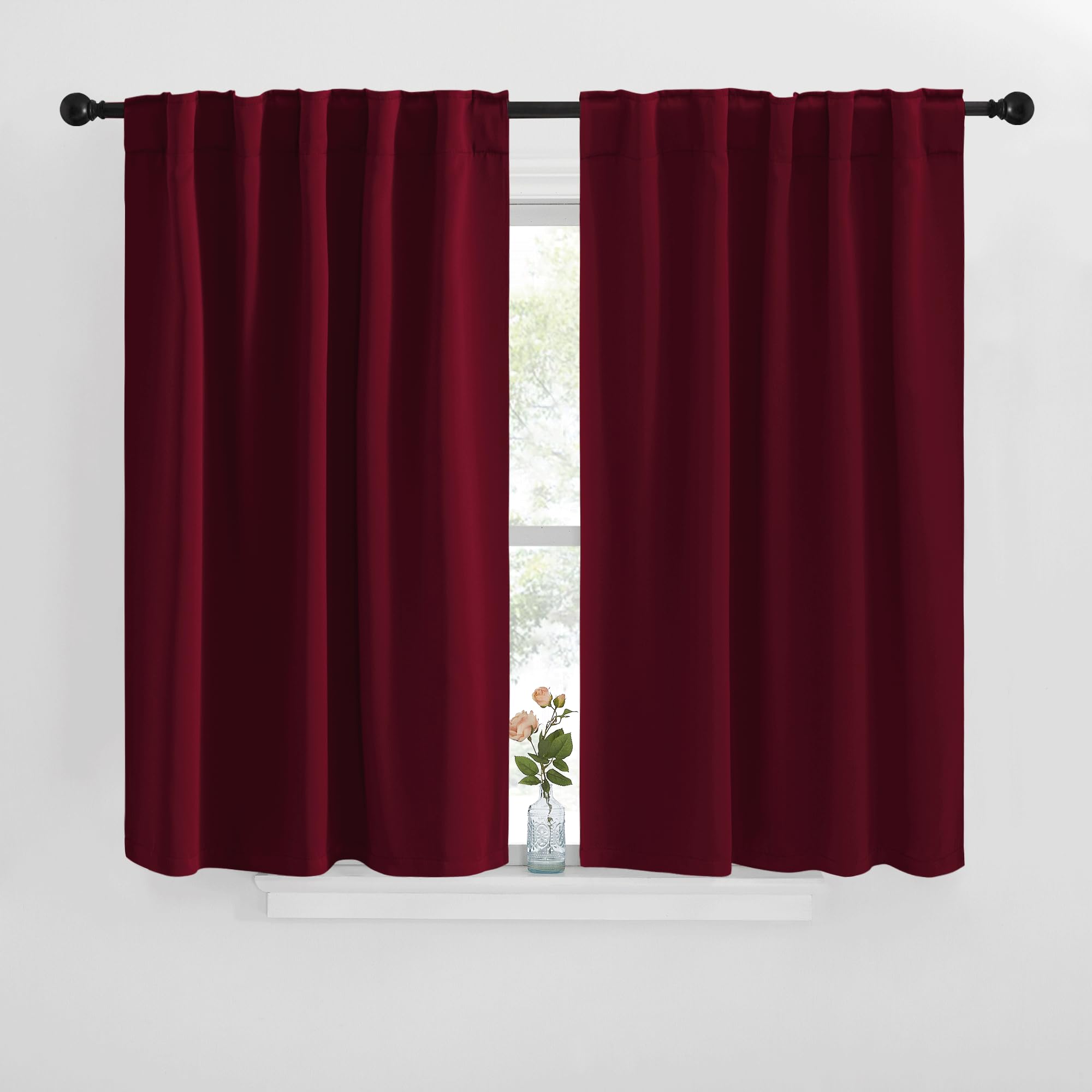 NICETOWN RV Curtains for Camper Windows - (Wine Red Color) 42x40 Inch, 2 Panels Set, Thermal Insulated Room Darkening Blackout Drapes/Draperies with Rod Pocket &amp; Back Tab for Half Window
