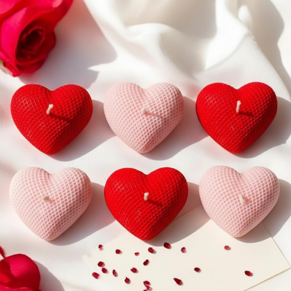 Heart Shaped Decorative Scented Candles (Pack of 6) | Valentine Gift for Couples | Home & Table Décor Candle Set.-image-49
