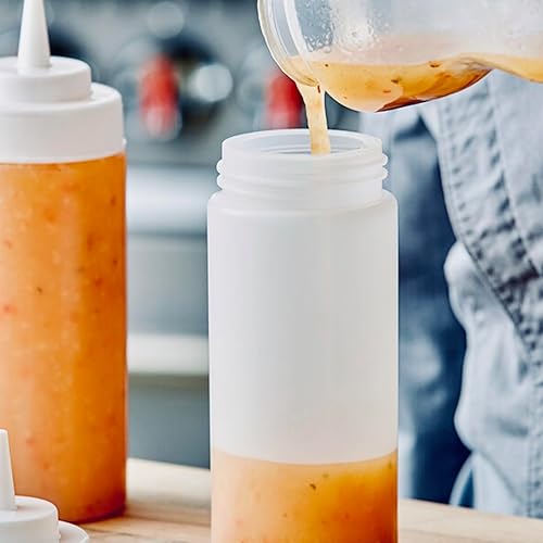 Miniatura 6 de Tezzorio Botella de plástico transparente de boca ancha de 16 onzas de alto rendimiento, dispensador cómodo y versátil sin derrames, botella de