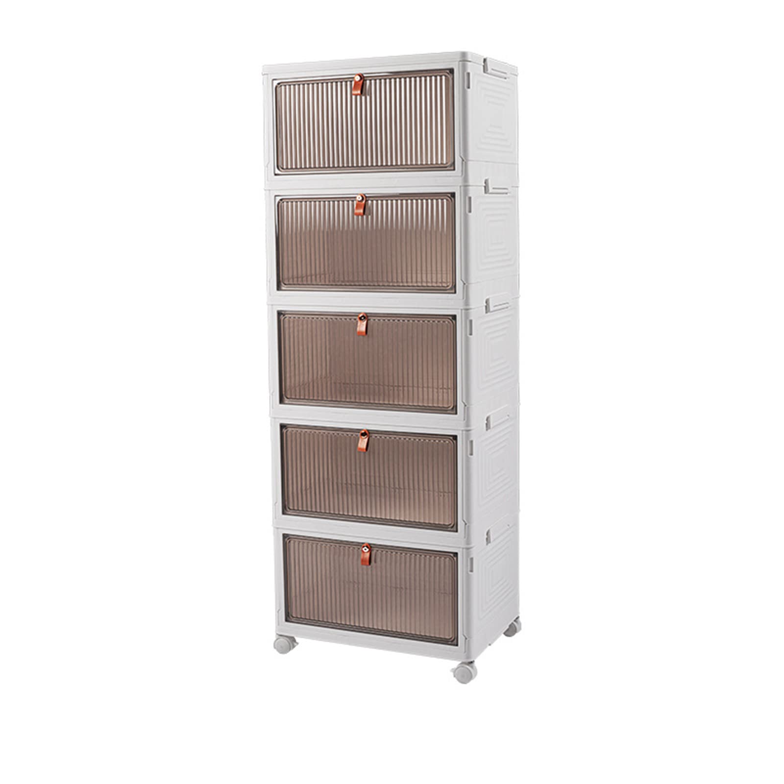 Plastic Storage Boxes With Lid Wheels - Premium Collapsible Cabinet, Space-Saving Organizer Cube - Perfect for Home, Office, Closet - Stackable & Foldable Design