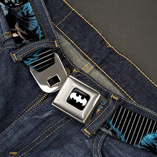 Buckle-Down Belt Seatbelt Buckle Batman Standing Crouching Poses Stripe Black Gray Mens Womens Kids Adjustable2