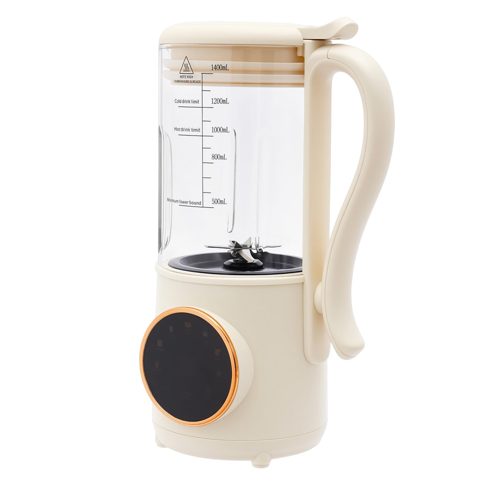 Macchina per latte di soia 1,4 l, 600 W, soiana elettrica con 16 lame, lattiere vegetale per bevande calde e fredde, per latte d'avena mandorla noce, Babycook, succhi frullati, trasparente graduato