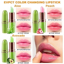 BINGBRUSH Aloe vera Color Changing Lipstick,Moisturizer Long Lasting Lip Care Magic Lip Gloss,Makeup Lipstick Set (3Pcs Aloe vera+ Peach+ Avocado Green, 3 Count (Pack of 1))