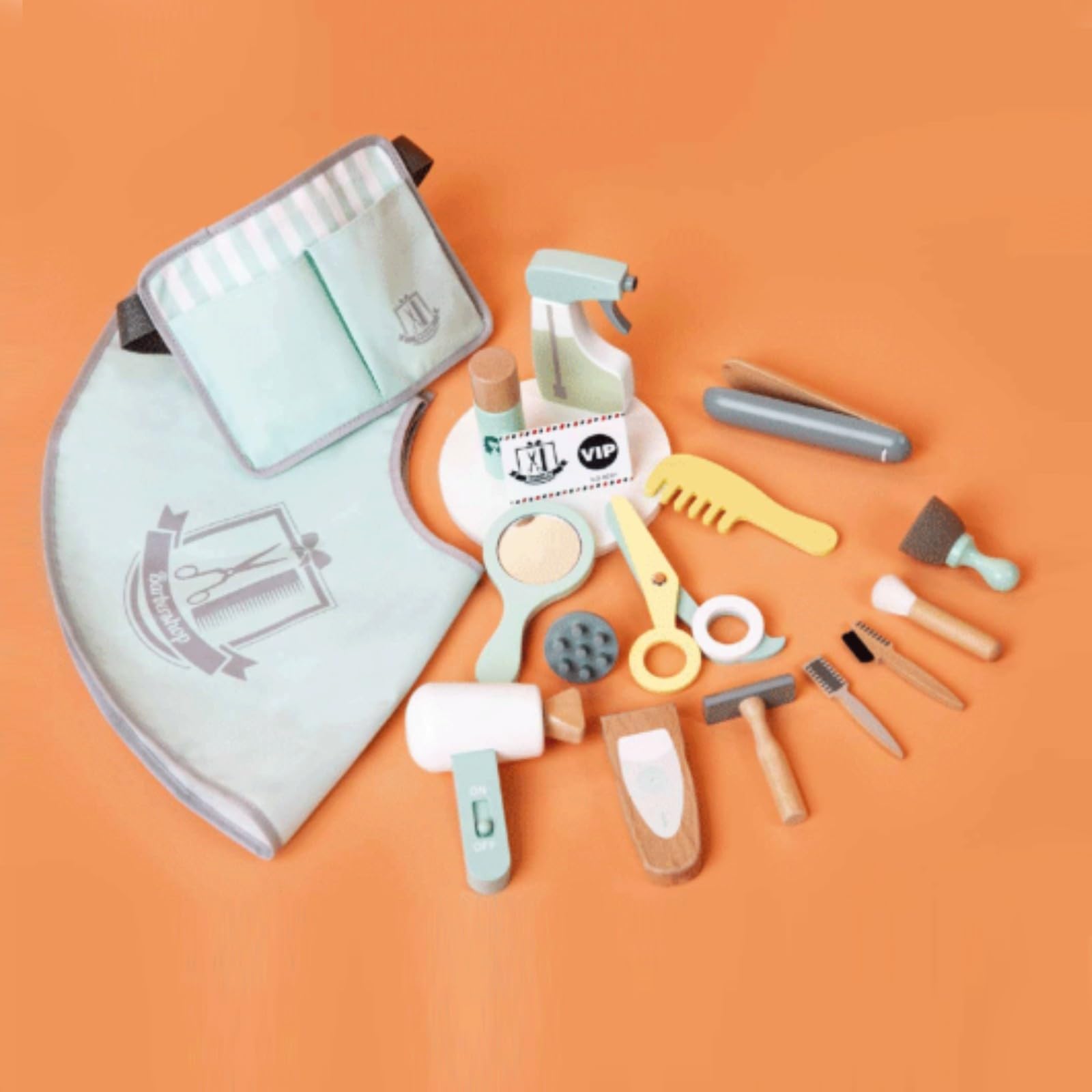 Kit di Bellezza Giocattolo Educativo Set da Parrucchiere Giocattolo in Legno Gioco di Ruolo Set da Parrucchiere con Asciugacapelli per