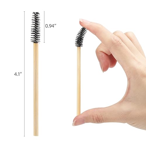 Miniatura 8 de 100 varitas de rímel desechables, brocha de bambú para extensiones de pestañas, cepillos de cejas para pestañas, kit de maquillaje aplicador de