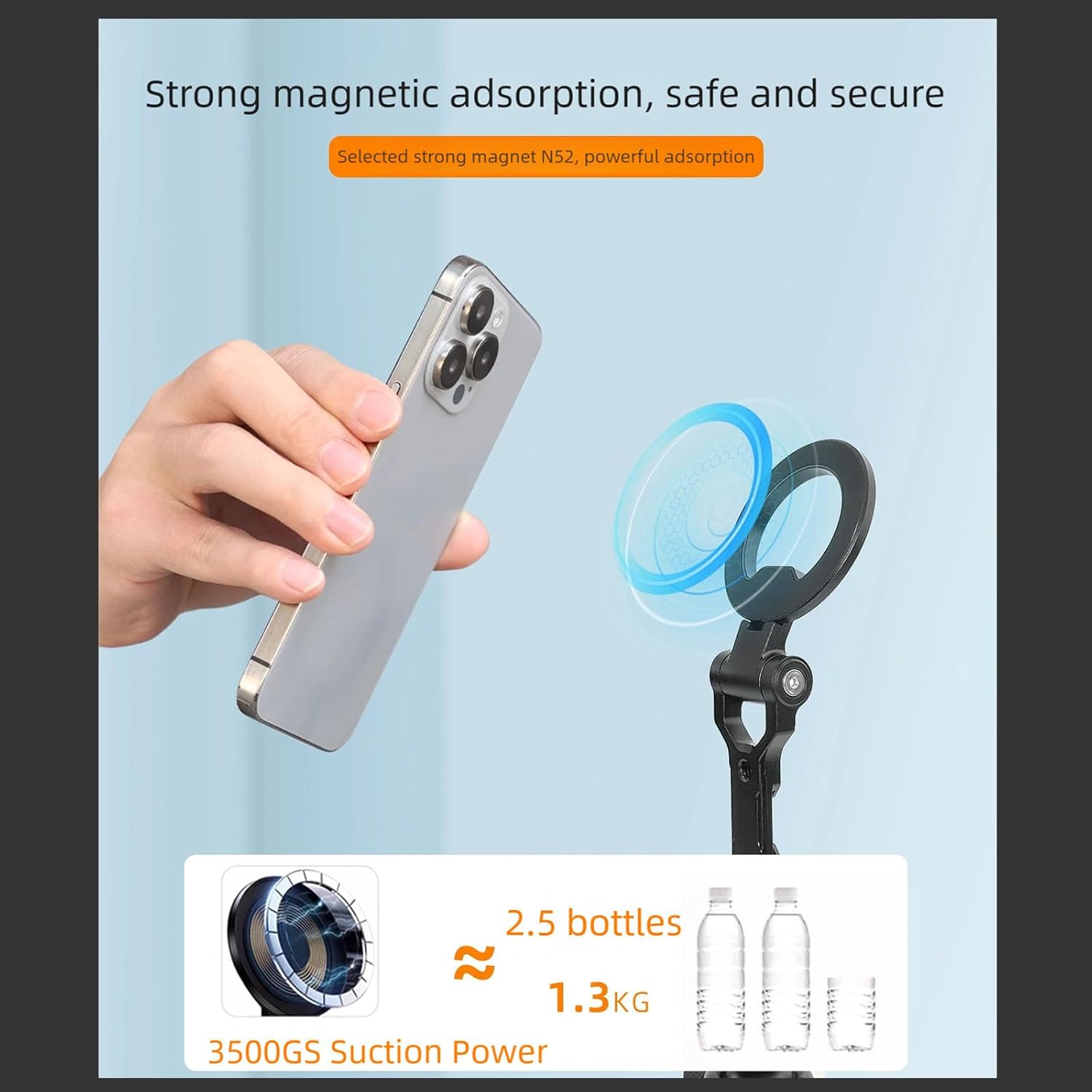 Magnetic Cold Shoe Mount Foldable Phone Holder for Camera Shoots Alloy Construction Vertical Horizontal