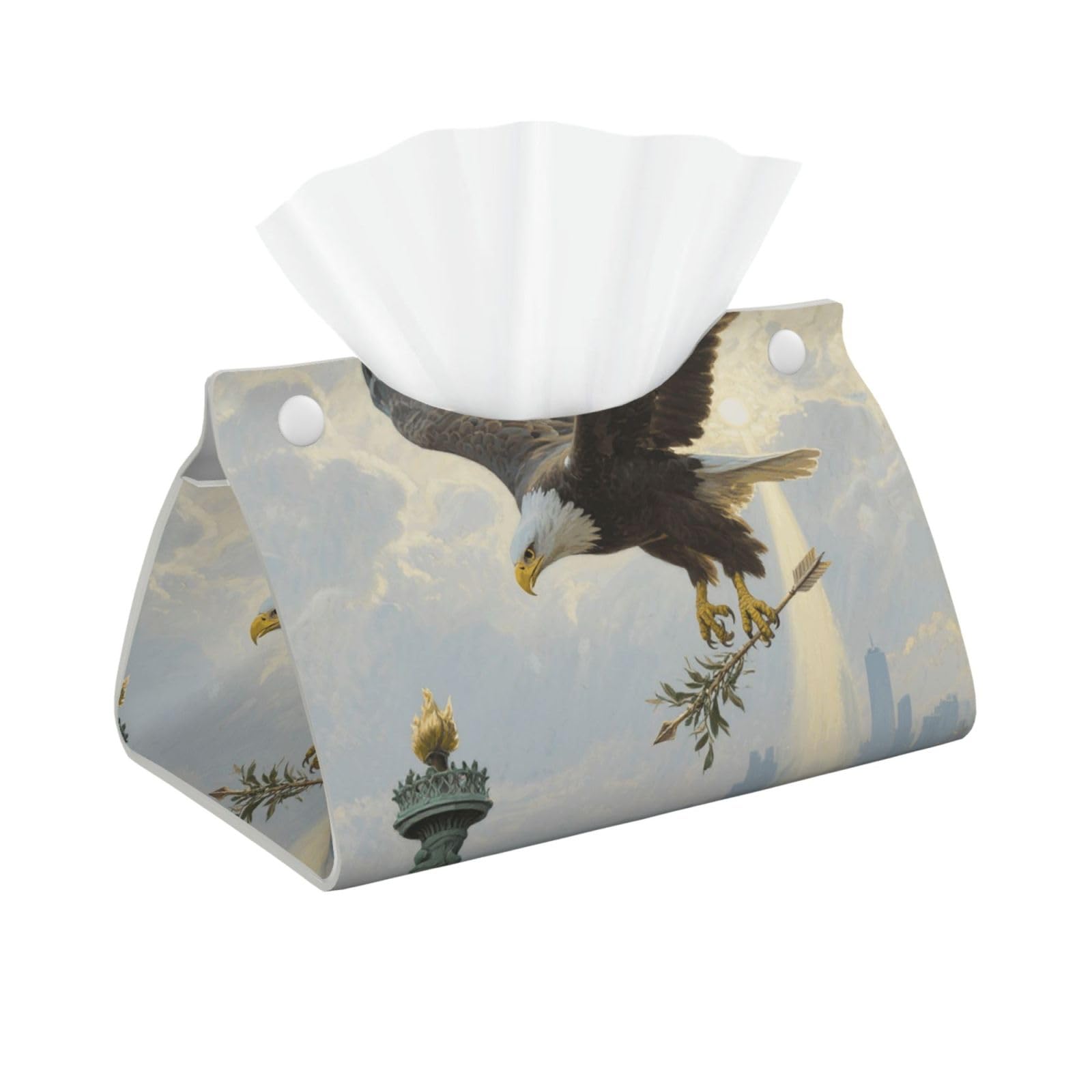Pu Leather Tissue Box Cover, Patriotic American Eagle Rectangle Tissue Case Covers Decorative Tissue Box Holder Waterproof Tissue Holder Organizer for Bathroom Home Office