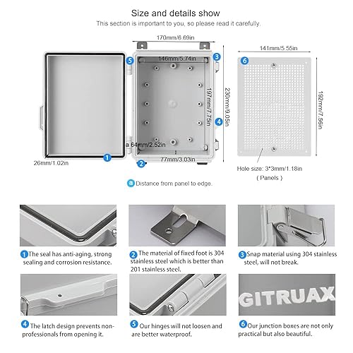 Miniatura 24 de Caja de caja eléctrica impermeable grande ip67 caja de conexiones al aire libre plástico ABS y caja de proyectos (gris, 15.8 "x 11.8" × 7")
