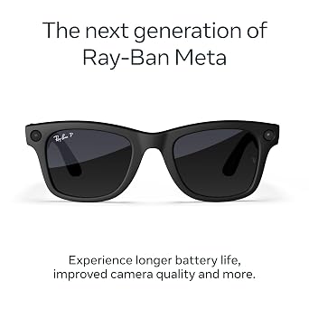 Meta Ray-Ban (Gen 2), Wayfarer, Matte Black | Smart AI Glasses for Men, Women 2x Battery Life 3K Ultra HD 12 MP Camera, Audio, Video Recording Polarized Gradient Graphite Lenses Sunglasses