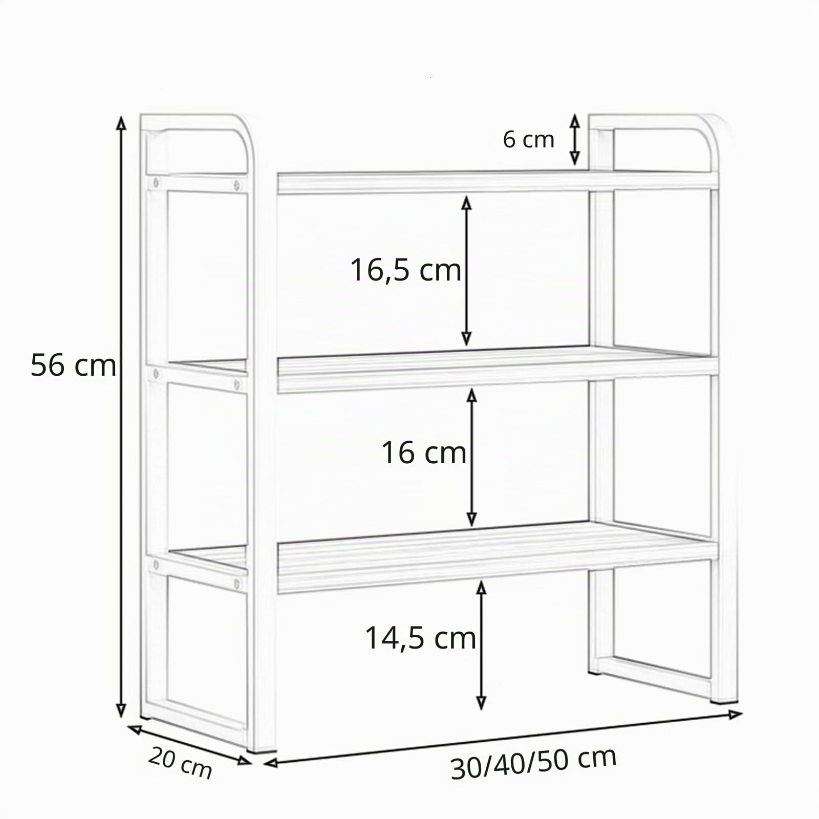 Estantería de Sobremesa Libros, Organizador de Estantería de Escritorio, 3 Niveles, Estantes Ajustables, para Dormitorio, Oficina, Mesas de Computadora, Cocinas