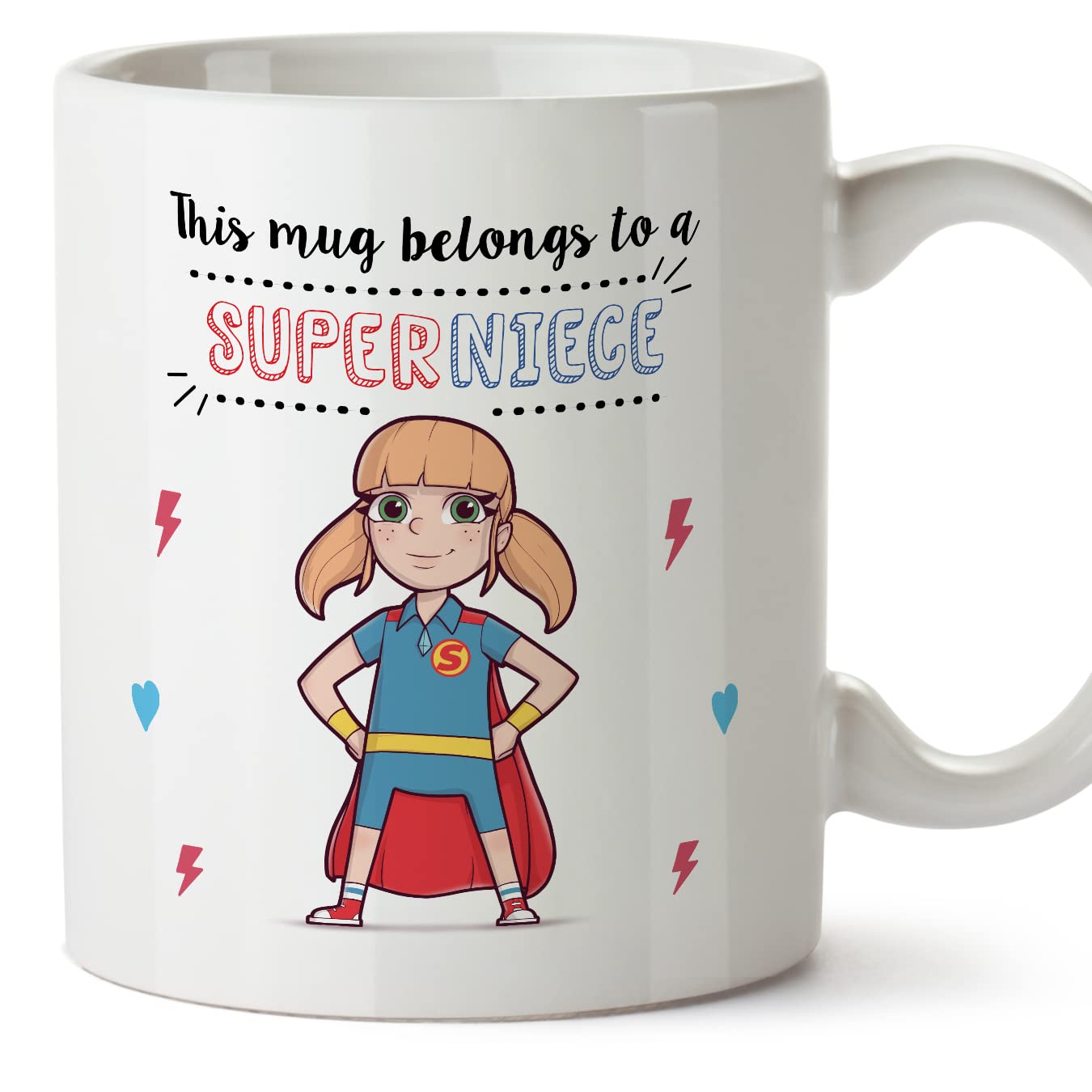 MUGFFINS Niece Mug - in English - Super Family - Funny Gift - Ceramic 11oz Mug