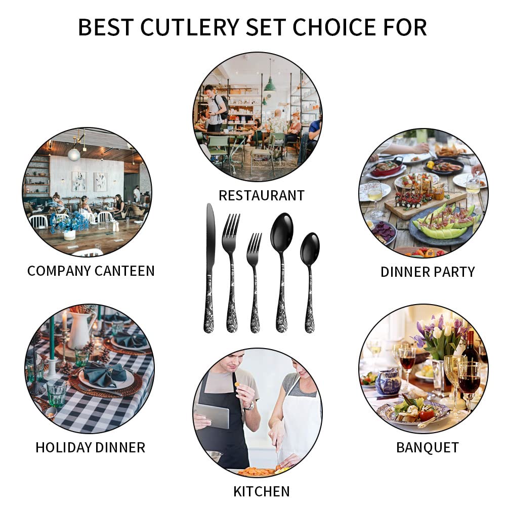 LIANYU 20 Piece Matte Gold Silverware Set, Stainless Steel - View #11