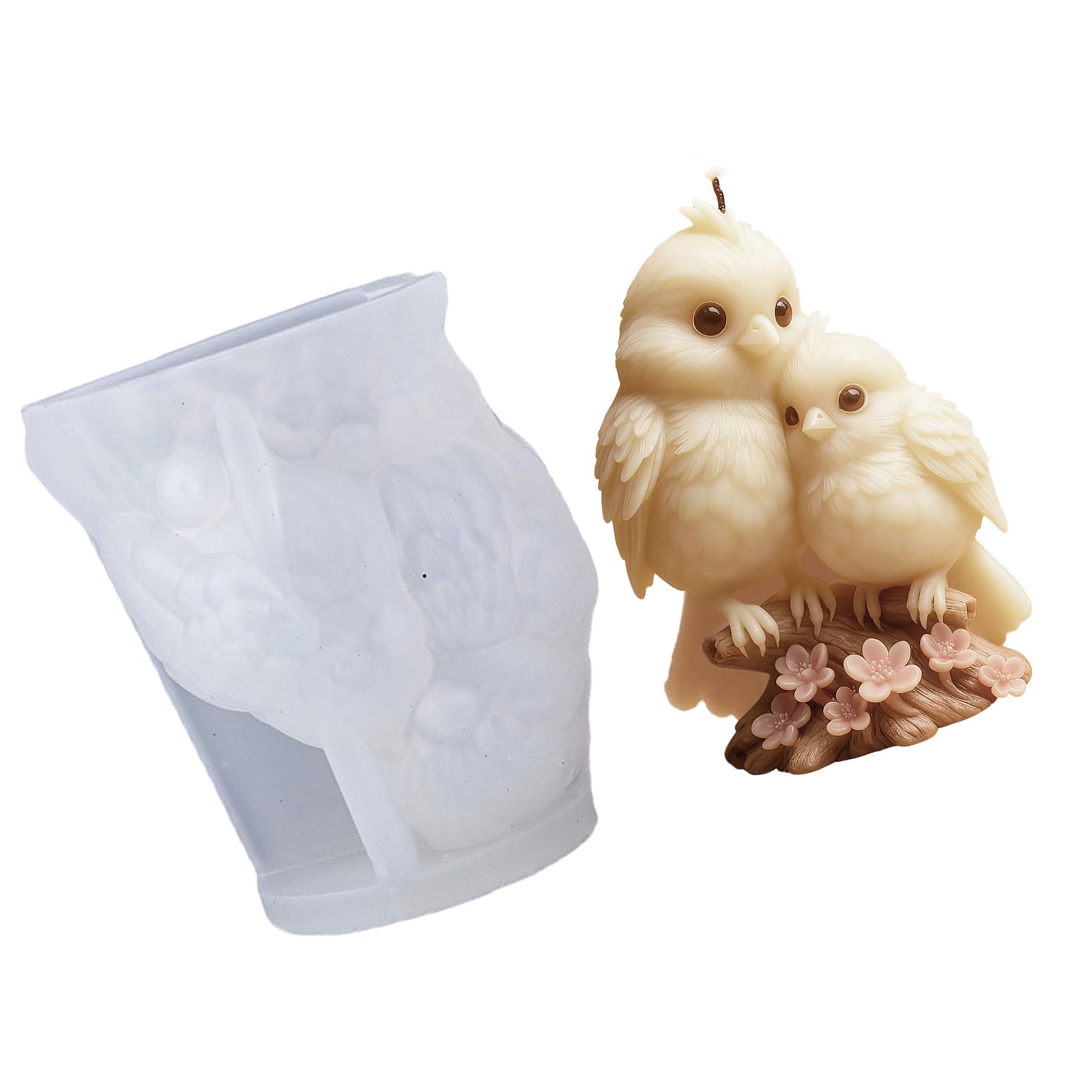 hogtnd Love Birds Silicone Molds Easy Demold Heat Resistant Candle Soap Making Wedding Decoration Cement Figure Resin Wedding Decoration Candle Molds