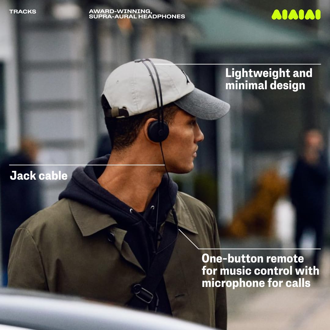 Aiaiai Tracks Auriculares Supra-aurales galardonados con Mini Jack de 3,5 mm, Sonido Full-Spectrum, Control Remoto de un botón con micrófono y Diadema de Aluminio