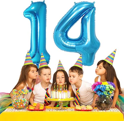 Miniatura 4 de 2 globos gigantes de 40 pulgadas con el número 14, globos gigantes de Mylar para decoración de fiestas de cumpleaños, aniversario de boda, 3XL,