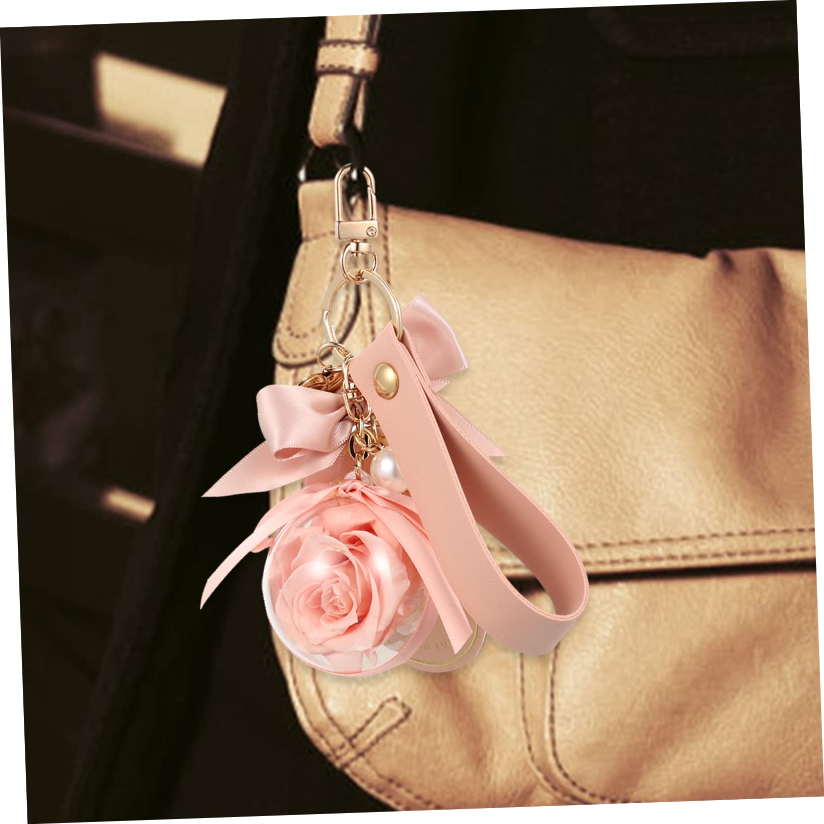 VALICLUD Llavero Flor Preservada Cadenas Colgante De Corazón Llaveros Felpa Equipo Kit Para Hacer Pulseras Con Cuentas De Arcilla Colgante De Coche De Flores Rosa Paño