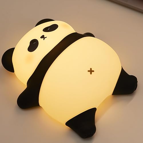 Miniatura 11 de Linda luz nocturna recargable de panda, luz nocturna para guardería con 3 niveles de atenuación y temporizador, luz nocturna de silicona de lindo 1